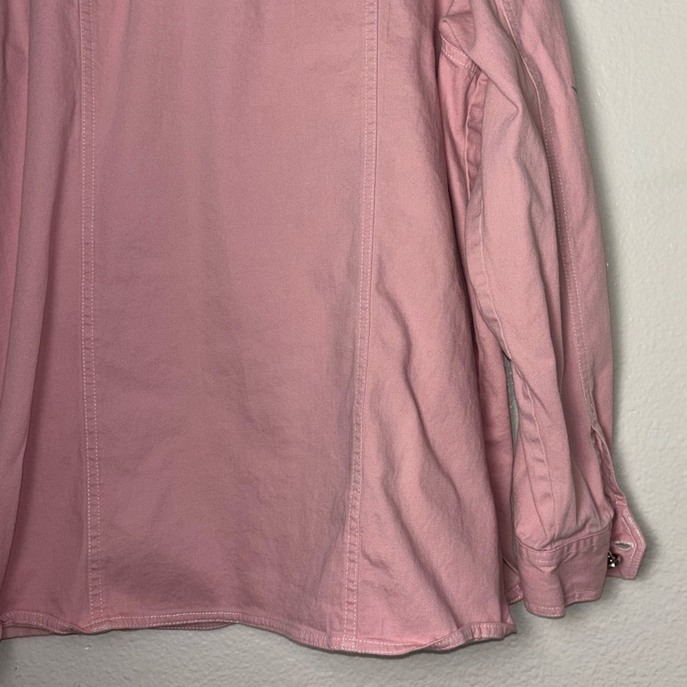 Bob Mackie Wearable Art Pink Denim jacket w/Tulips Vintage Women's size medium - Picture 11 of 16